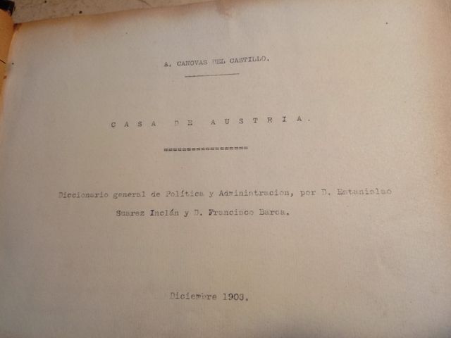 antonio canovas castillo manuscrito casa austria