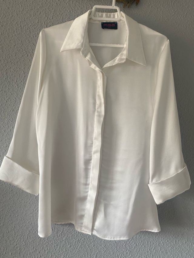 Camisa de raso blanca mujer talla 40