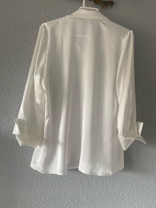 Camisa de raso blanca mujer talla 40