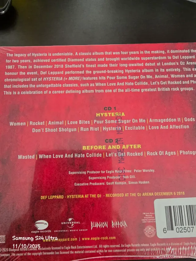 CD Def Leppard Hysteria The O2