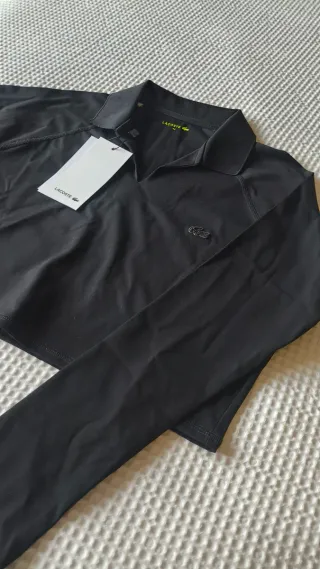Polo Lacoste manga larga negro