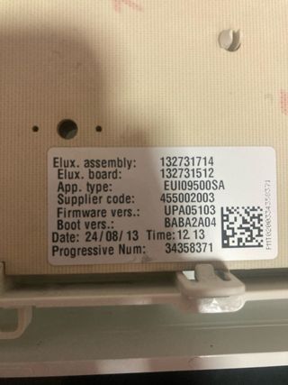 Panel botonera y encimera lavadora zanussi