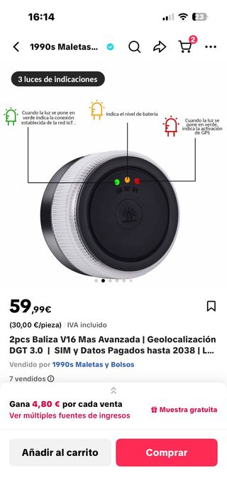 Baliza V16 Geolocalización DGT 3.0