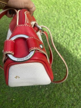 Bolso Petusco Piel Roja y Blanca