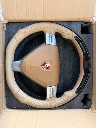 Volante Porsche Beige Cuero Perforado