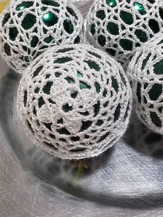 Bolas de Navidad Crochet Blancas