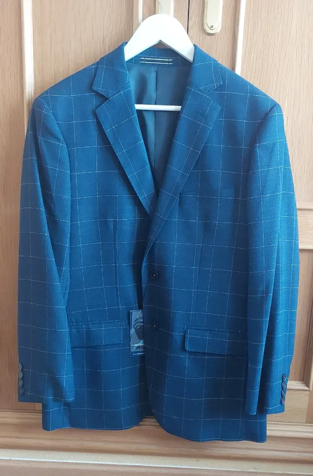 Americana de cuadros azul