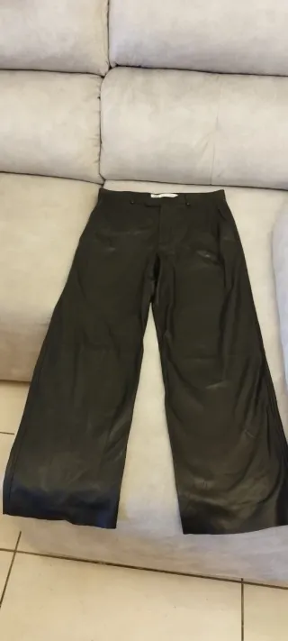 Pantalón de piel genuina negro