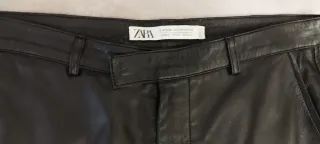Pantalón de piel genuina negro