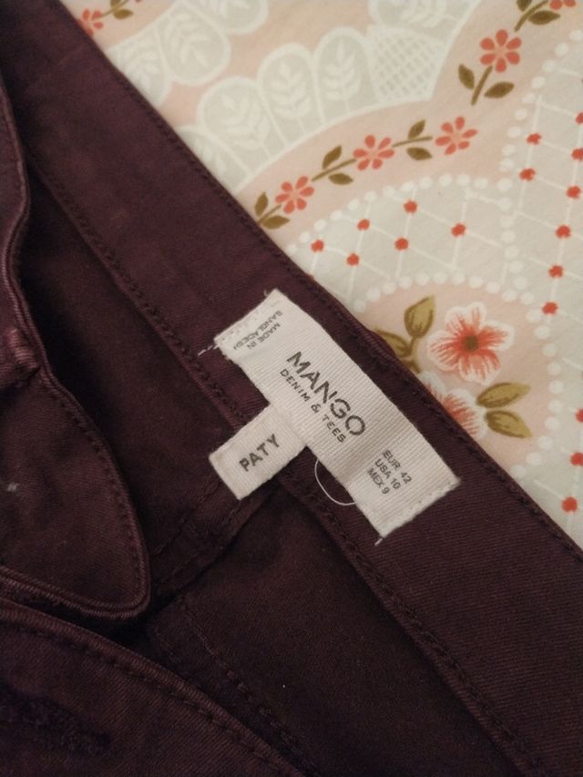 Pantalones Mango Morado Talla 42