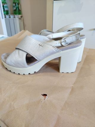 Sandali pelle argentata donna 39