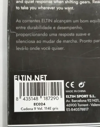 Cadena ELTIN 114L Dark Silver 9 Speed