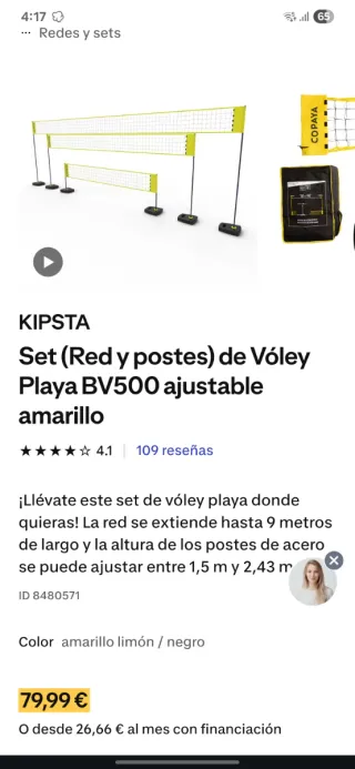 KIPSTA Set Vóley Playa BV500 Ajustable