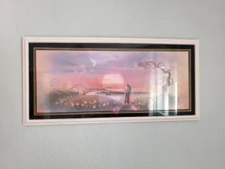 Cuadro romántico pareja atardecer