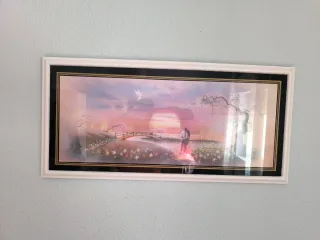 Cuadro romántico pareja atardecer