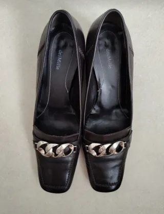 Décolleté deiMille pelle marrone - catena argento