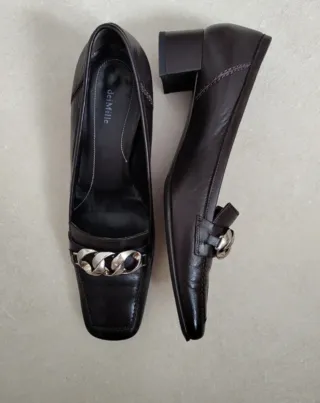 Décolleté deiMille pelle marrone - catena argento