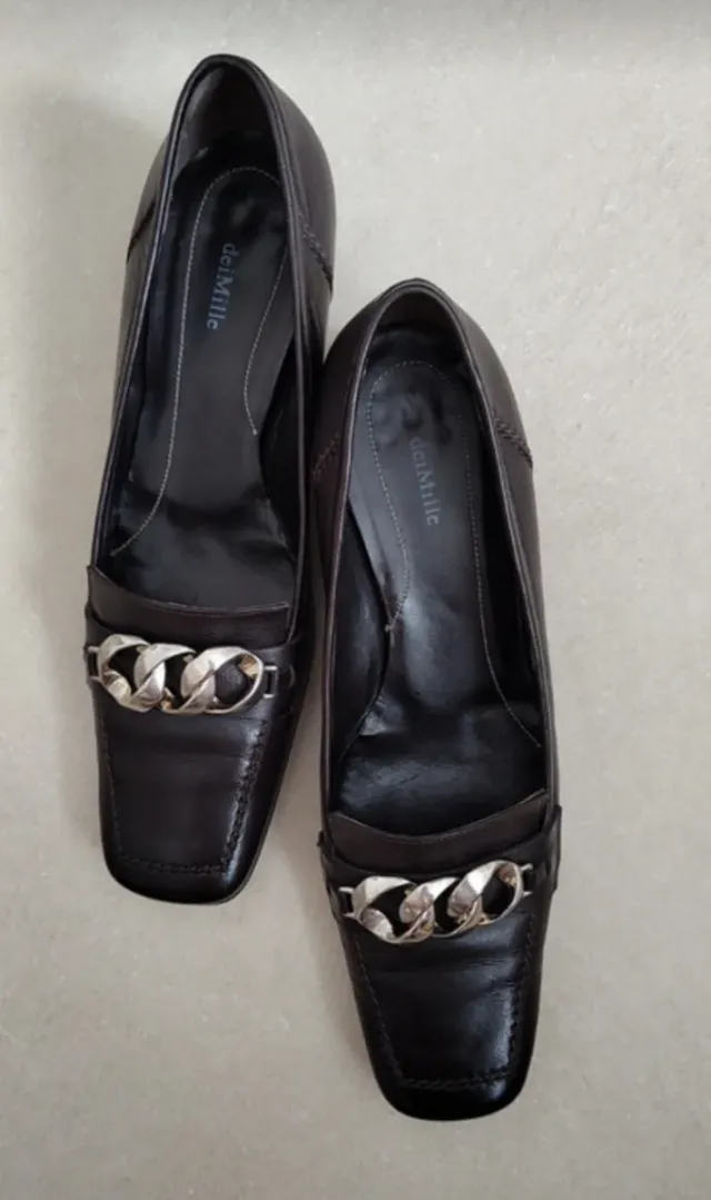 Décolleté deiMille pelle marrone - catena argento