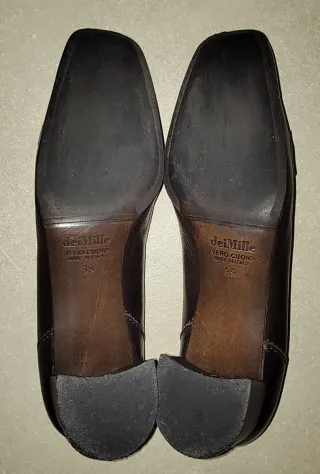 Décolleté deiMille pelle marrone - catena argento