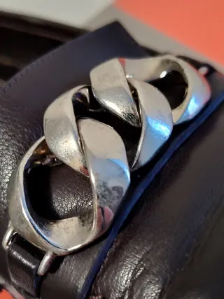 Décolleté deiMille pelle marrone - catena argento