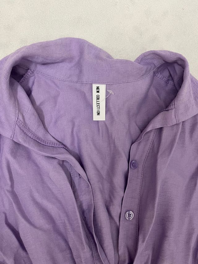 Blusa morada larga con cinturón