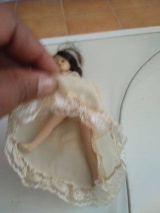 Muñeca vintage porcelana vestido encaje