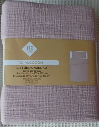 Funda Nórdica Algodón Cama 90 Rosa