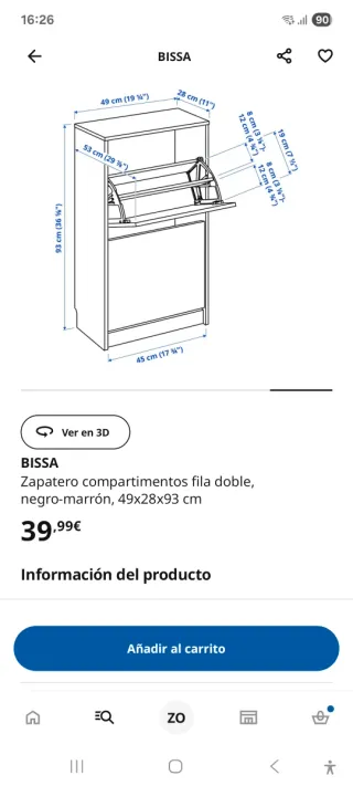 Armadietto Ikea Zapatero in legno nero/marrone