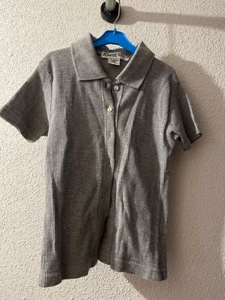 Polo gris US THREE manga corta