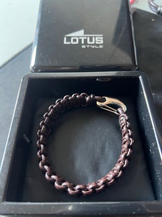 Pulsera Lotus Style Cuero Marrón y Plata
