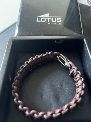 Pulsera Lotus Style Cuero Marrón y Plata
