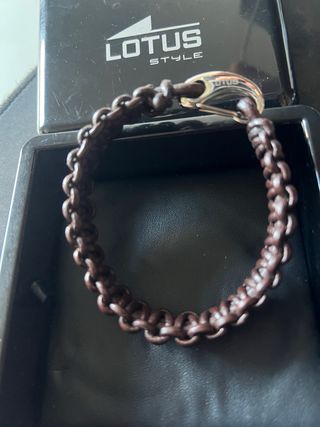 Pulsera Lotus Style Cuero Marrón y Plata
