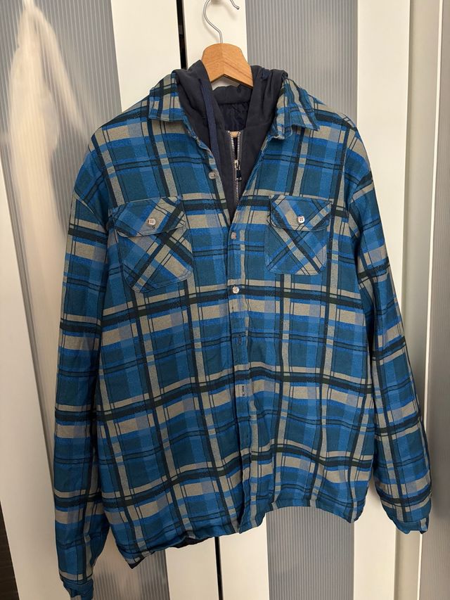 Abrigo Camisa a Cuadros Azul y Gris