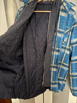 Abrigo Camisa a Cuadros Azul y Gris