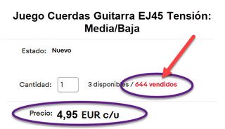 Guitarra ESPAÑOLA Cuerdas EJ45 3 Juegos