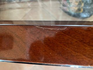 Mesa de centro grande de madera y cristal