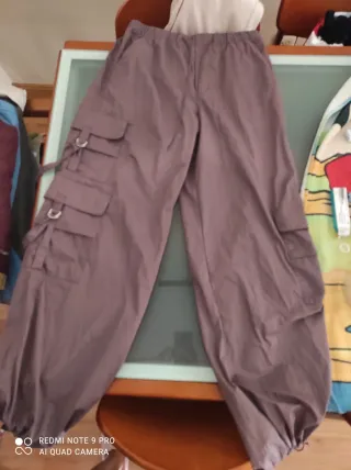 Pantalones Cargo Parachute Zara Lilas