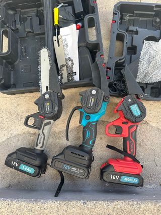 3 Mini Motoserras Elétricas a Bateria
