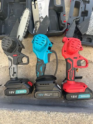 3 Mini Motoserras Elétricas a Bateria