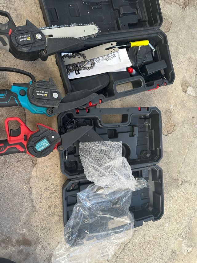 3 Mini Motoserras Elétricas a Bateria