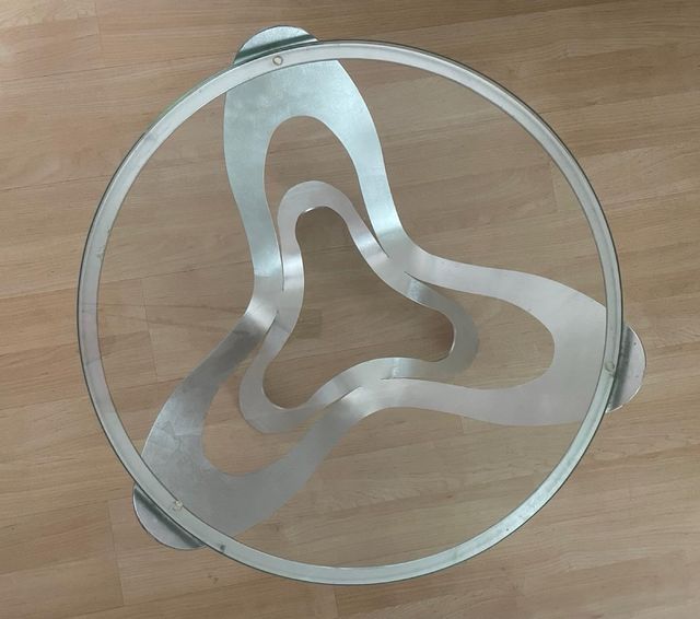 Mesa centro cristal y metal diseño moderno