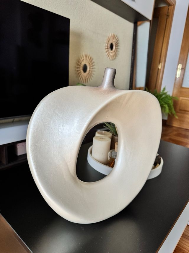 Jarrón Decorativo Cerámica Beige