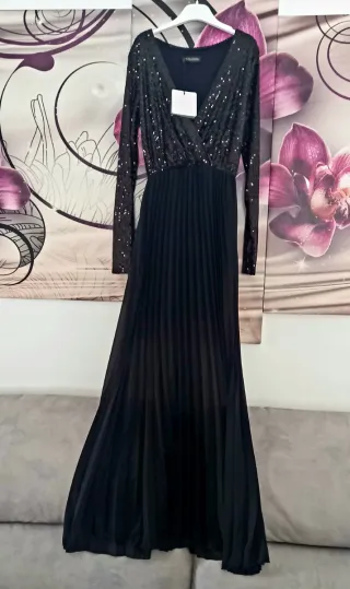 Vestito elegante con paillettes gonna plissè(PROMO