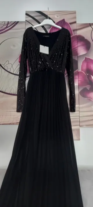 Vestito elegante con paillettes gonna plissè(PROMO