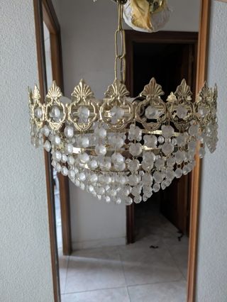 Lámpara colgante techo dorada antigua