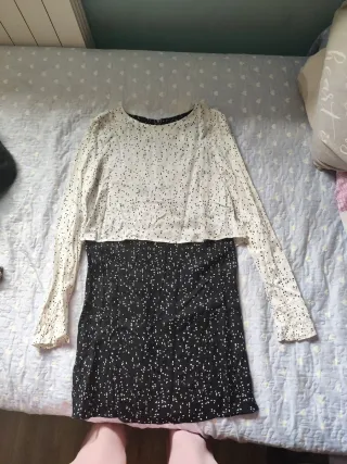 Vestido negro y blanco estampado