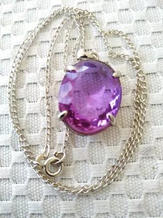 Collar Amatista Plata 925 Cadena 50cm