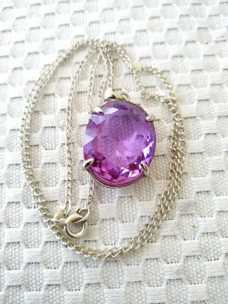 Collar Amatista Plata 925 Cadena 50cm