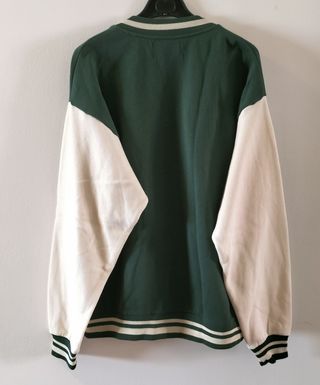 Chaqueta Béisbol Pull&Bear Verde/Blanca Talla L