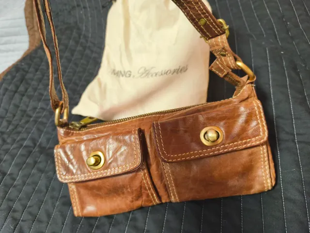 Bolso piel Mango marrón